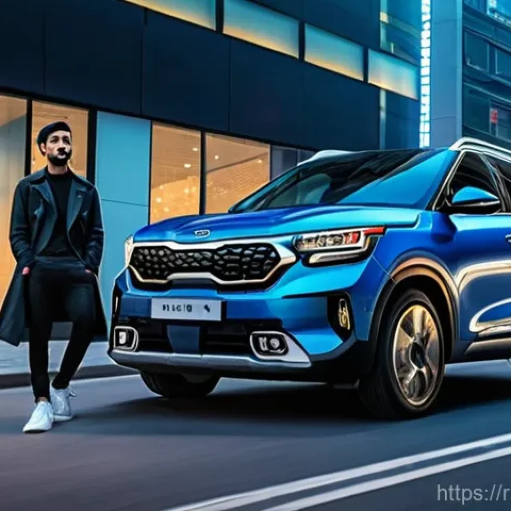 니산 캐시카이와 기아 셀토스 비교 - **Prompt: Dynamic Urban Explorer**
A vibrant, "Pluton blue" Kia Seltos is depicted in a dynamic,...